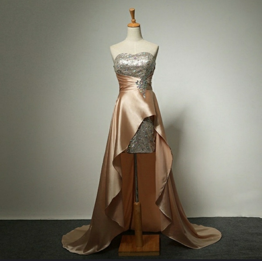 Champagne colored prom dress